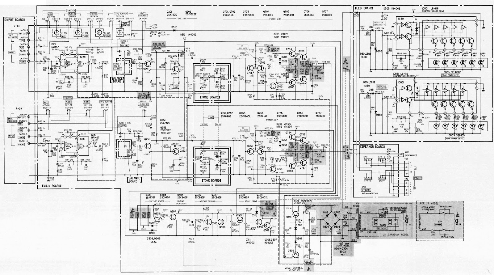 Sony TA F30 – Integrated Stereo Amplifier – Circuit Diagram | Electro help