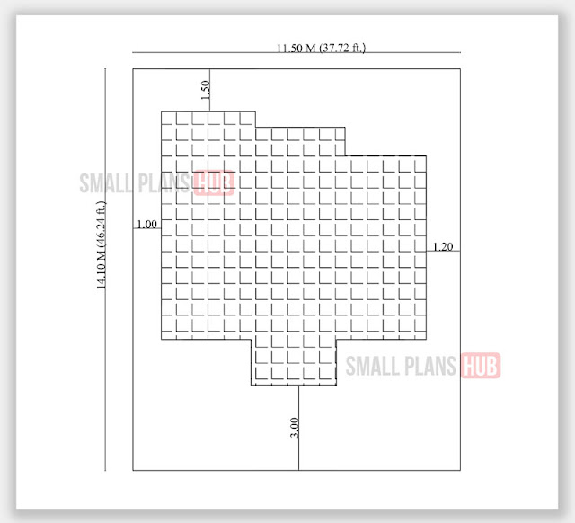 786 Sq.ft. 3 Bedroom House Plan and Site Plan