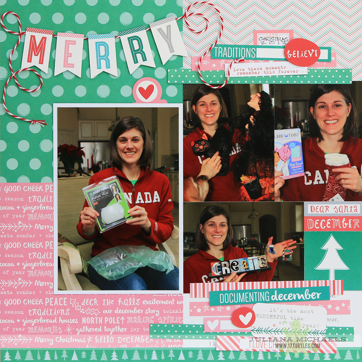 Merry Christmas Scrapbook Page by Juliana Michaels for Elle's Studio featuring Good Cheer