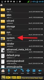 Open android system folder in by Root Browser