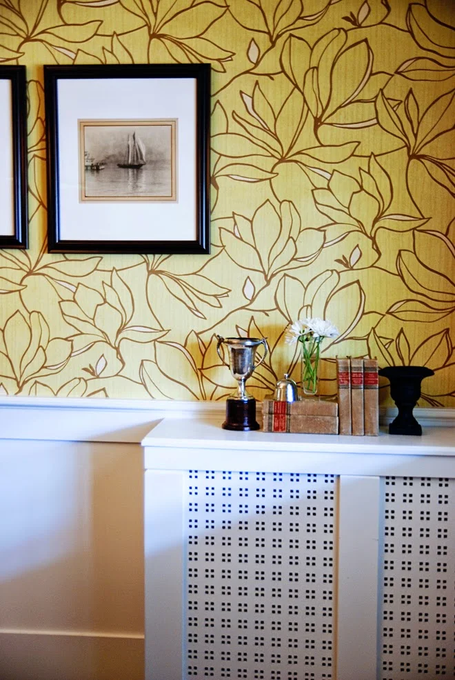 Rambling Renovators | dining room yellow wallpaper