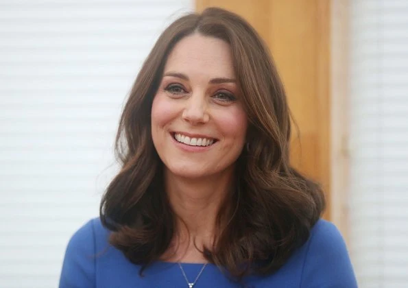 Kate Middleton wore Sportmax coat from Pre Fall 2014 collection and Seraphine royal blue tailored maternity dress
