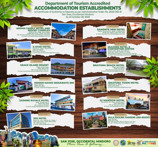 Where to Stay DOT Accredited Acommodation Hotel Establishments  San Jose Occidental Mindoro