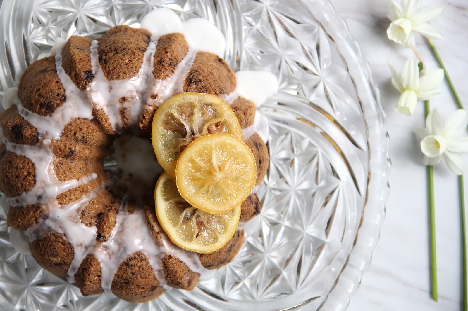 Blueberry Lemon Tahini Oat Flour Bundt Cake