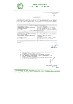 Delhi University academic calendar 2024-25 | Admission Notification