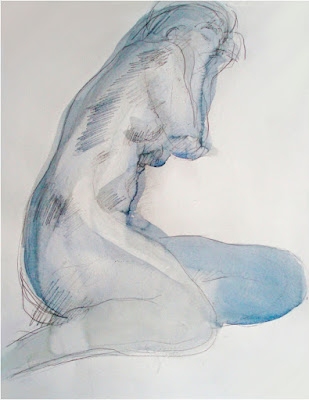 Edith Lafay nu bleu dessin aquarelle