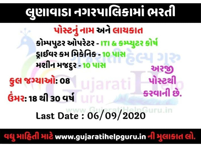 Lunawada Nagarpalika Recruitment 2020