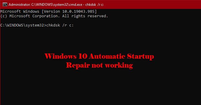 La riparazione automatica all'avvio di Windows 10 non funziona