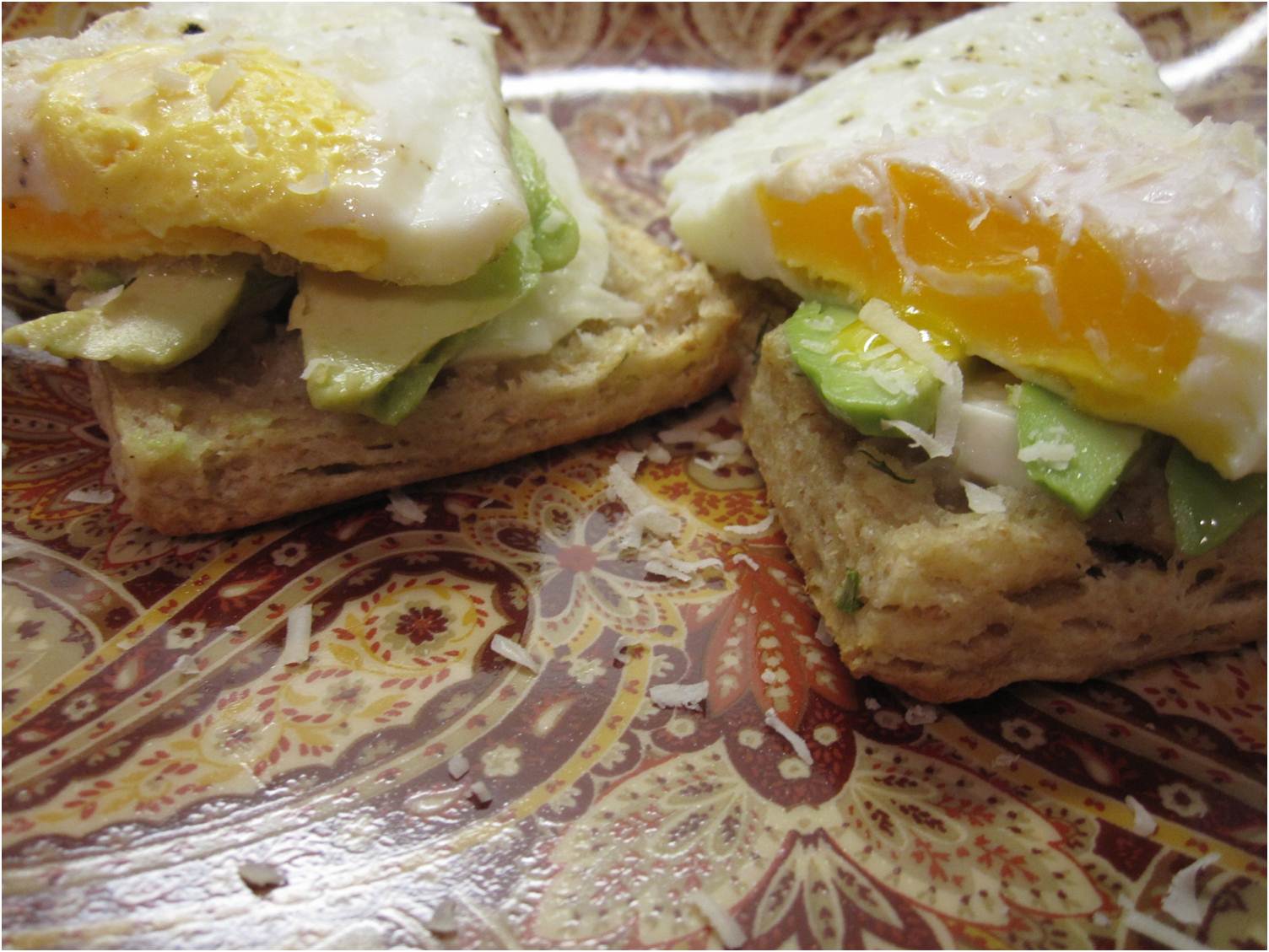 Edible biology Green onion, dill and yogurt biscuits with eggs and avocado