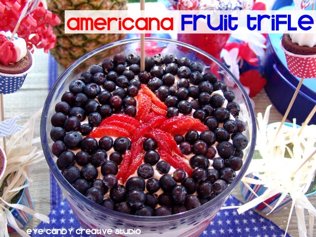 fruit trifle recipe, blueberries, strawberries, pound cake, 4th of July, cookout