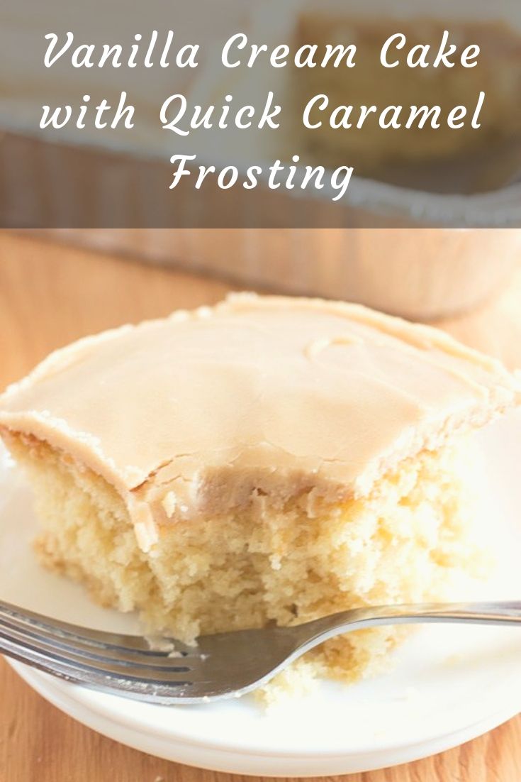 This Vanilla Cream cake with Quick Caramel Frosting is delicious. Adapted from a little-old-lady recipe, it has the lovely old-fashioned-cake flavor. This Vanilla Cream cake with Quick Caramel Frosting is delicious. Adapted from a little-old-lady recipe, it has the lovely old-fashioned-cake flavor.