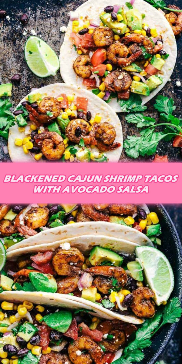 BLACKENED CAJUN SHRIMP TACOS WITH AVOCADO SALSA - Yummy Yum