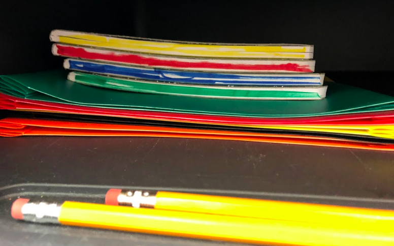 desk organization by color-coding