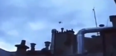 This is an image from the video from the beginning of the video showing the UFO a lot smaller.