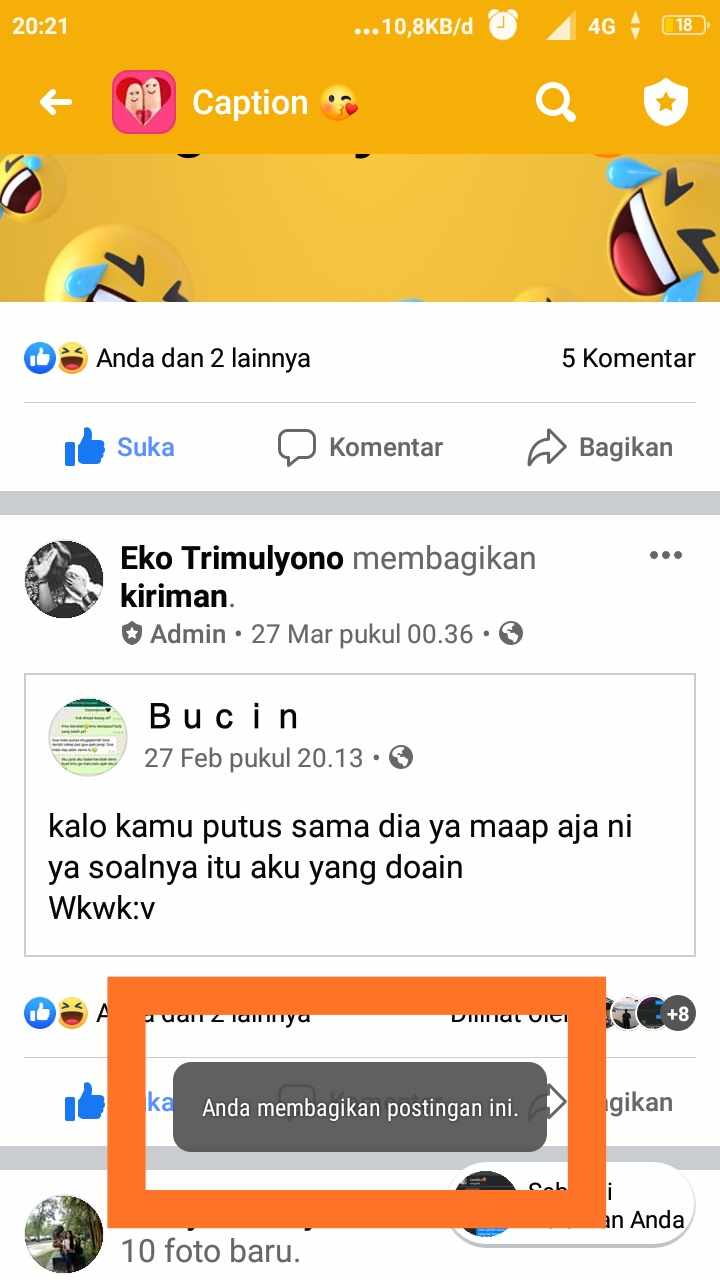 cara membagikan postingan orang lain di fb