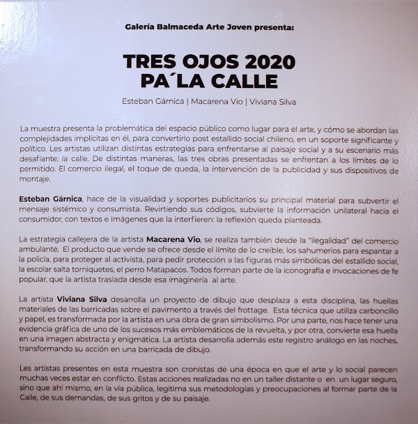EXPOSICION/ 2020 - TRES OJOS, PA LA CALLE. 