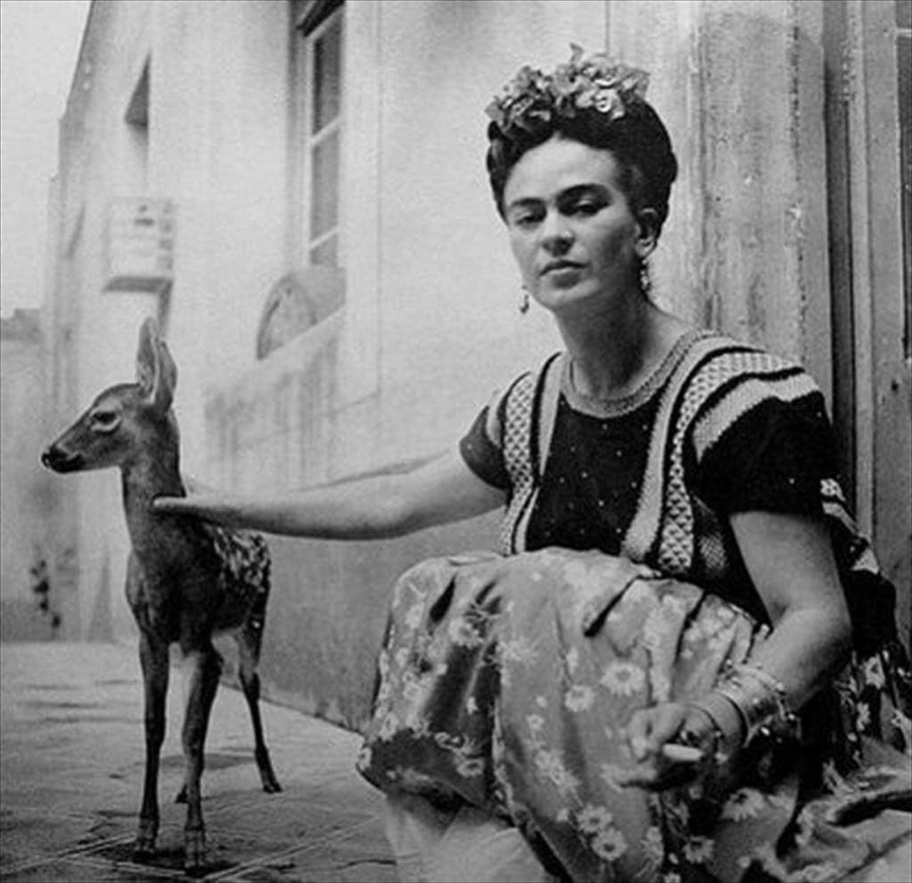 Monkeys, Dogs and Deer Vintage Portraits of Frida Kahlo Posing With
