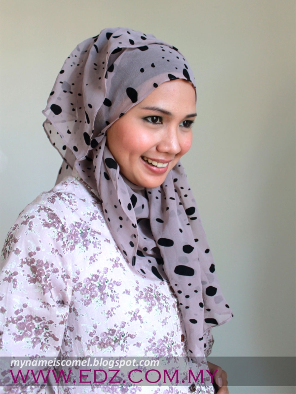 tutorial tudung shawl satin