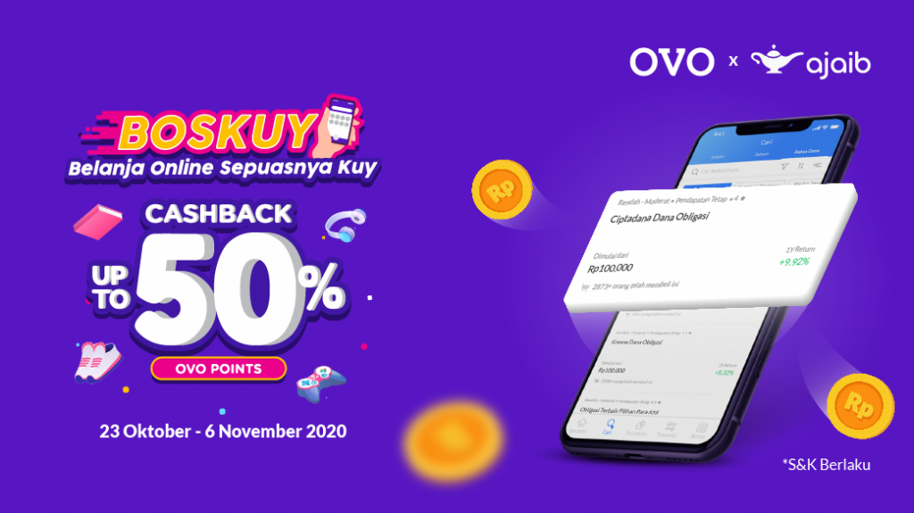 Promo!! Ajaib x OVO BOSKUY CASHBACK 50, Berikut Syarat dan Ketentuan