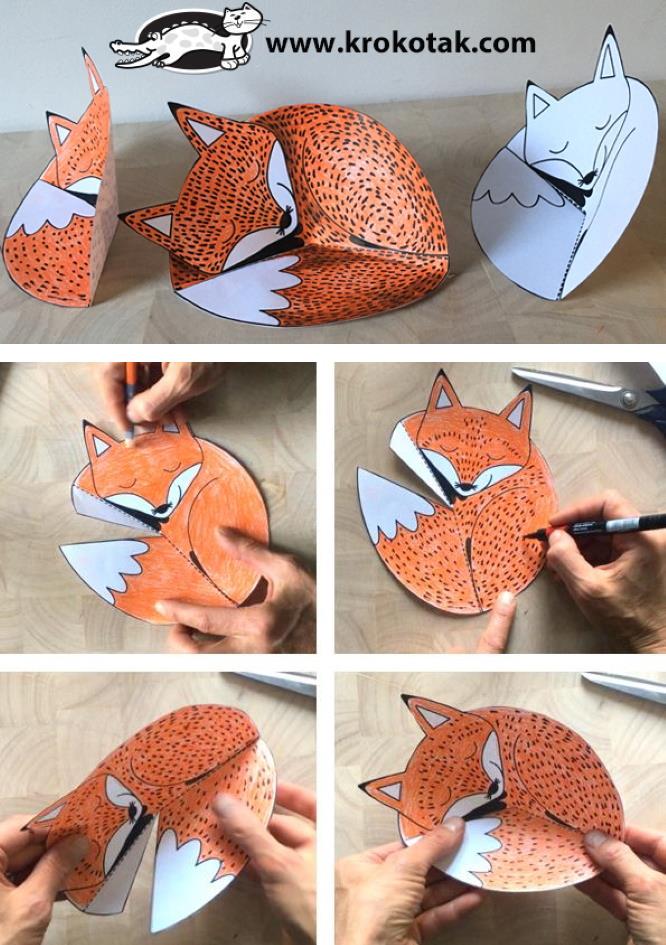 PAPERMAU EasyToBuild Decorative Fox Papercraft For Kids by Krokotak