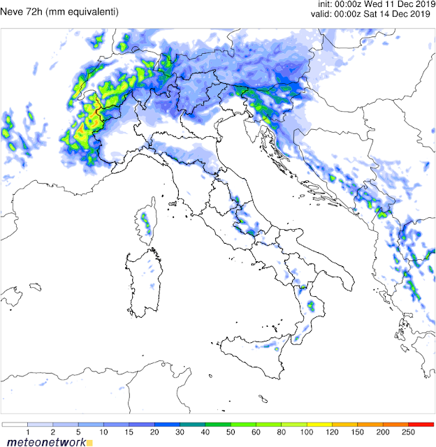 Neve 72 ore in mm WRF Italia