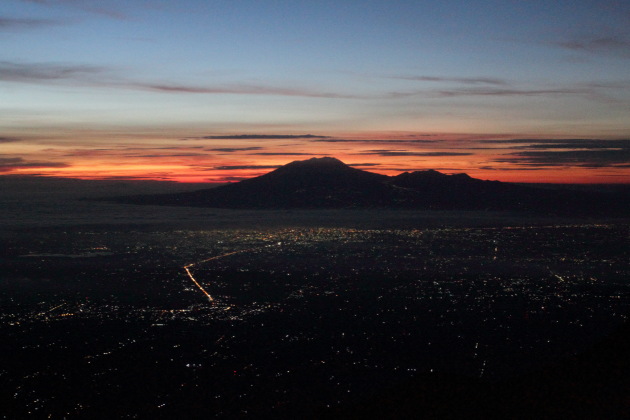 First view of sunrise from Gunung Merapi, Central Java, Indonesia