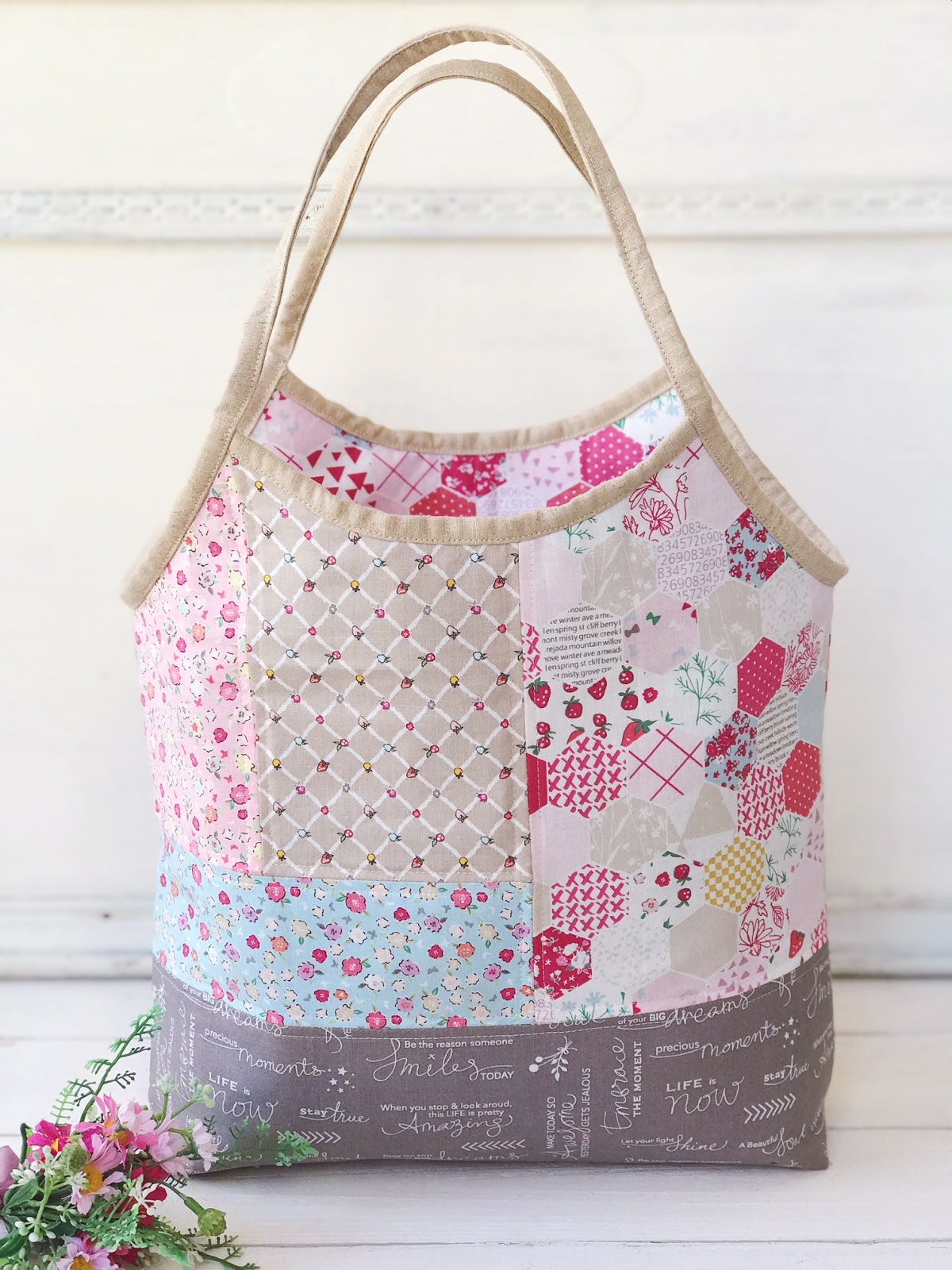 Cream Craft: Reversible Everyday Tote - Moments Fabric for Riley Blake ...