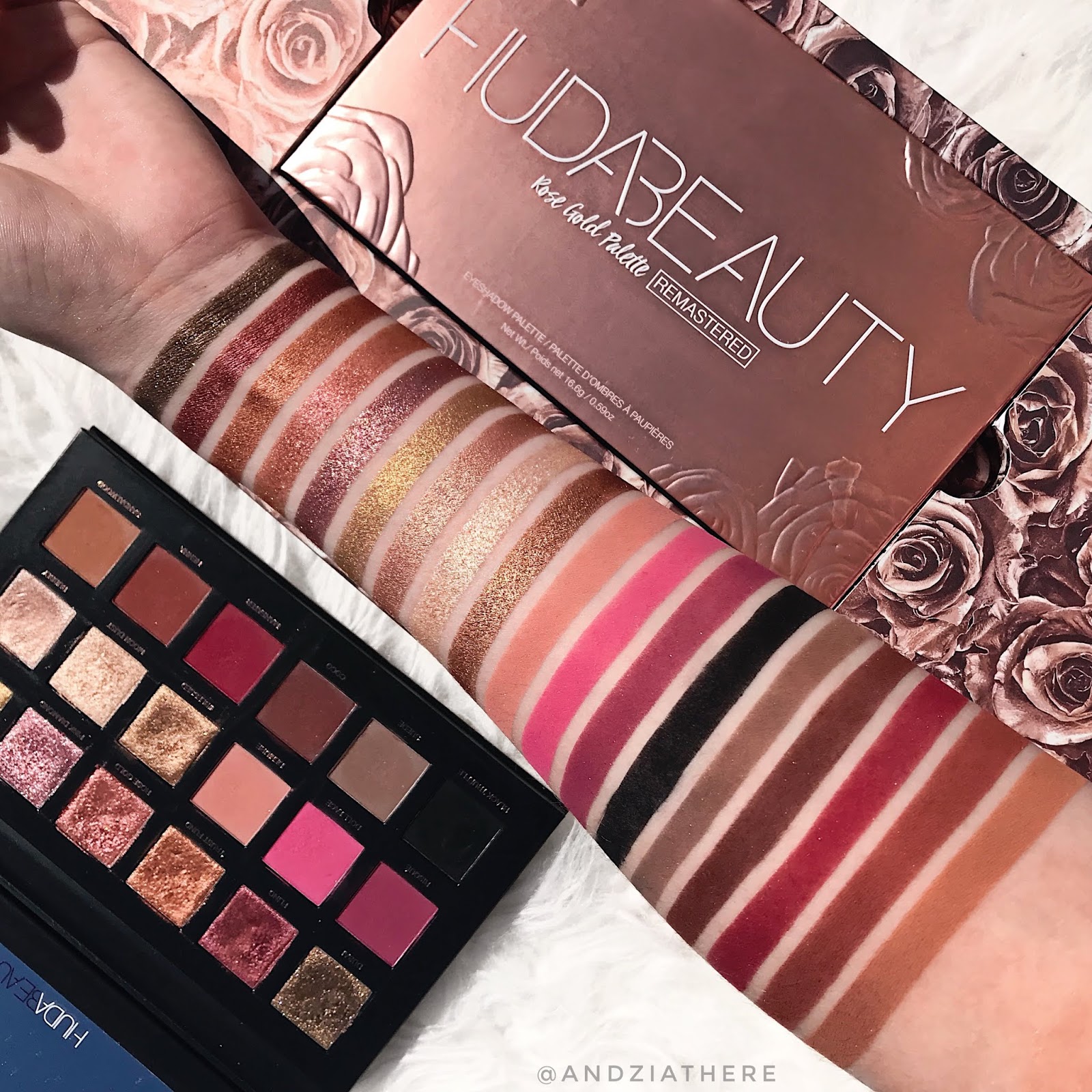 huda beauty rose gold palette remastered swatches
