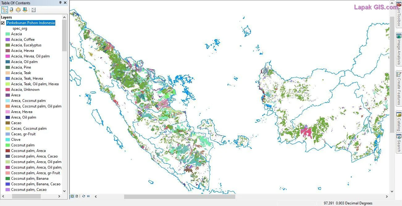 Shapefile Peta Perkebunan Pohon Indonesia