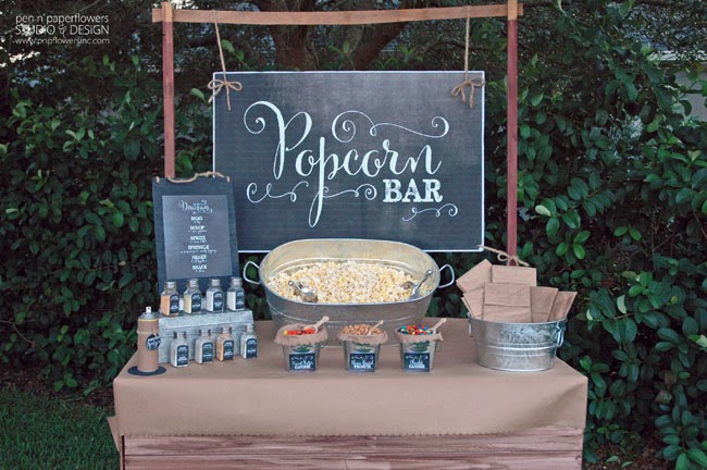 Pen Paper Flowers Restyle Chalkboard Popcorn Bar Collection