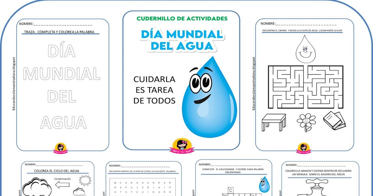 Educando con la Maestra Cuadernillo Actividades Día Mundial del Agua/ 22 de Marzo