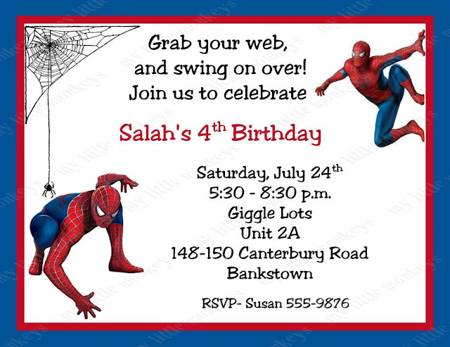 Spiderman Birthday Invitations