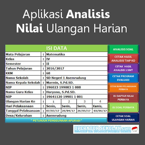 Download Aplikasi Analisis Nilai Ulangan Harian Format Excel