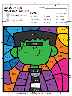 Halloween Color By Number Multiplication Worksheet Frankenstein