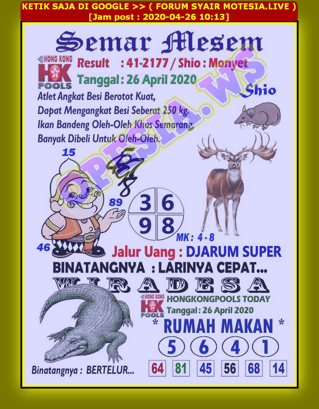 1 New Message Kode Syair Hongkong 26 April 2020 Forum Syair Togel Hongkong Singapura Sydney