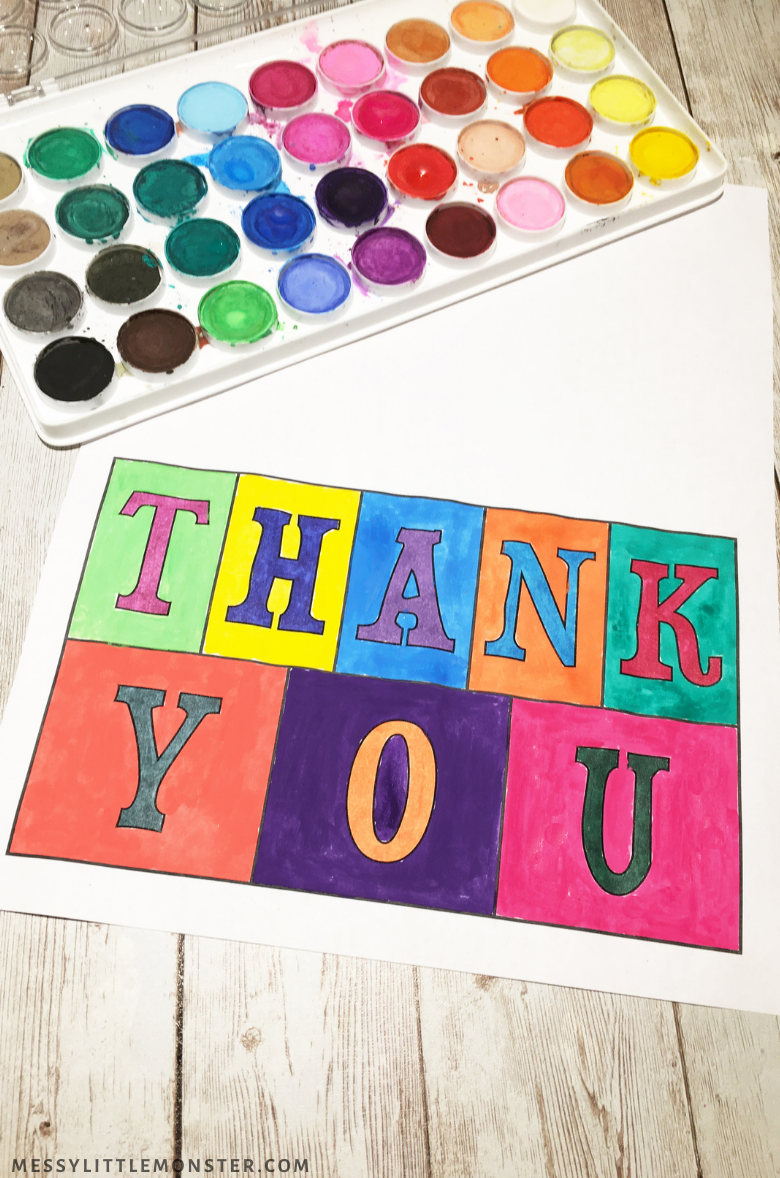 Printable Thank You Card Pop Art for Kids Messy Little Monster