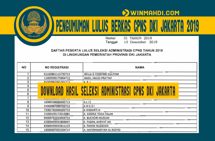 Pengumuman Lulus Seleksi Berkas CPNS Provinsi DKI Jakarta 2019