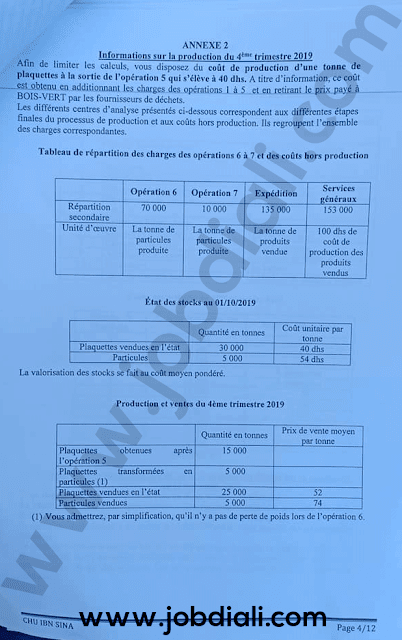 Exemple Concours Administrateurs 2 ème grade Audit et Contrôle de Gestion - Centre Hospitalier Ibn Sina