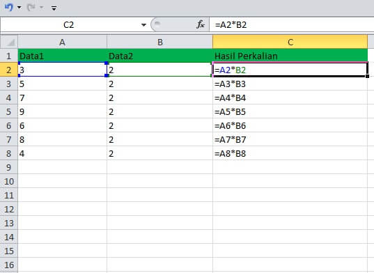 cara mengalikan di excel