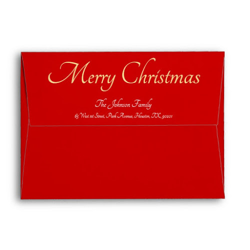 Elegant Merry Christmas Gold Red Holiday Mailing Envelope