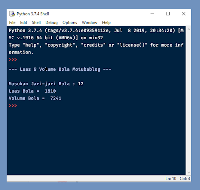 Python Volume Dan Luas Permukaan Bola Contoh Program Sederhana - Riset