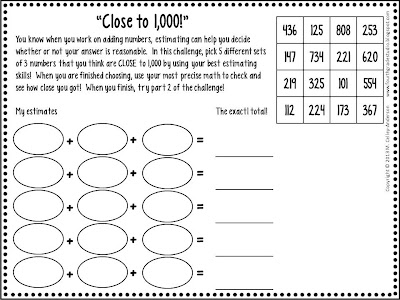 Problem solving doesn't always mean word problems--and this math challenge activity proves it! Perfect for math workshop, for fast finishers, for math enrichment. Third grade, fourth grade, fifth grade. Addition and subtraction and problem solving.