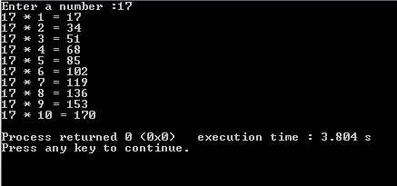Program in C for multiplication table using while loop ~ Computer ...