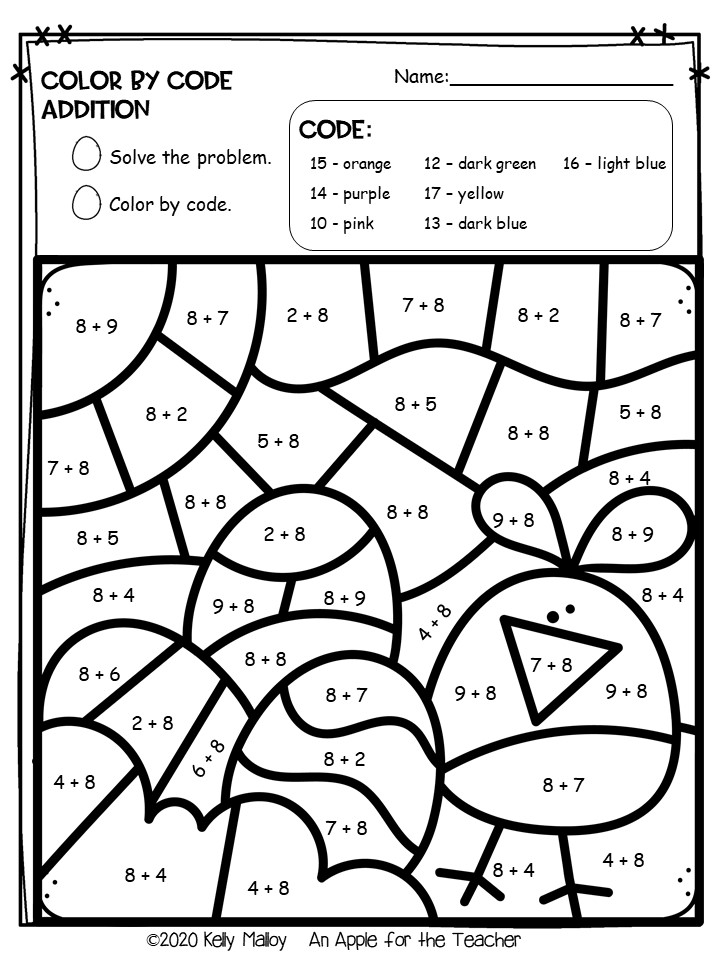 An Apple For The Teacher: Easter Color By Number