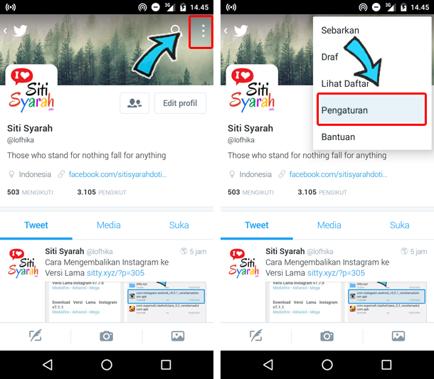 cara logout twitter android