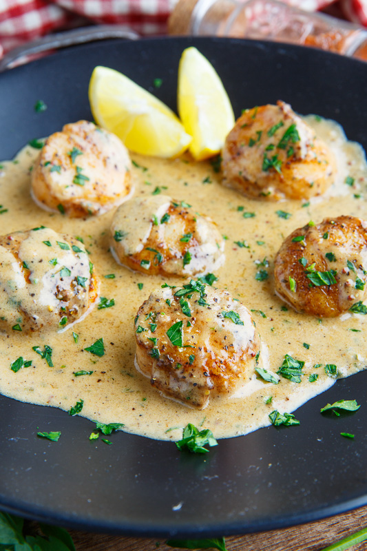 Seared Scallops in a Cajun Mustard Cream Sauce Recipe on Closet Cooking