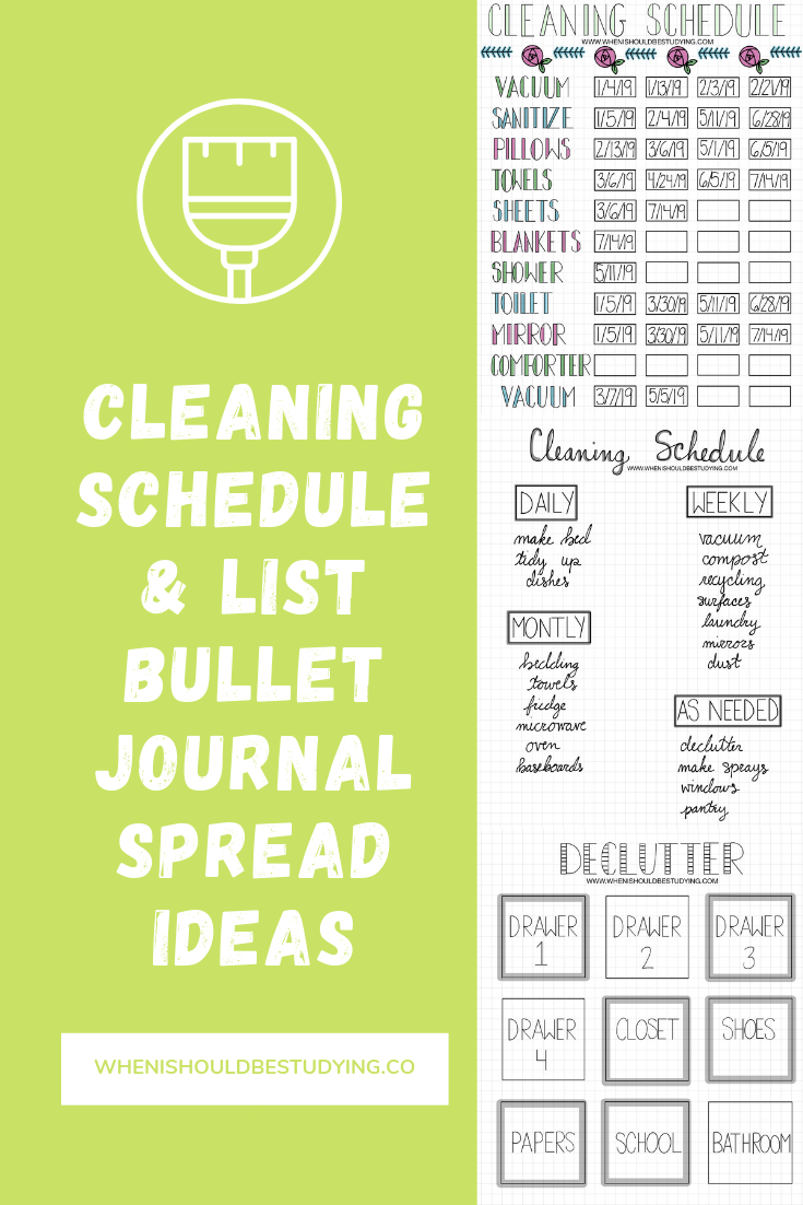 bullet journal cleaning schedule and list ideas schedule ideas