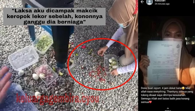 (Video) - Peniaga laksa buat laporan polis, susulan barang niaga dibuang oleh peniaga sebelah