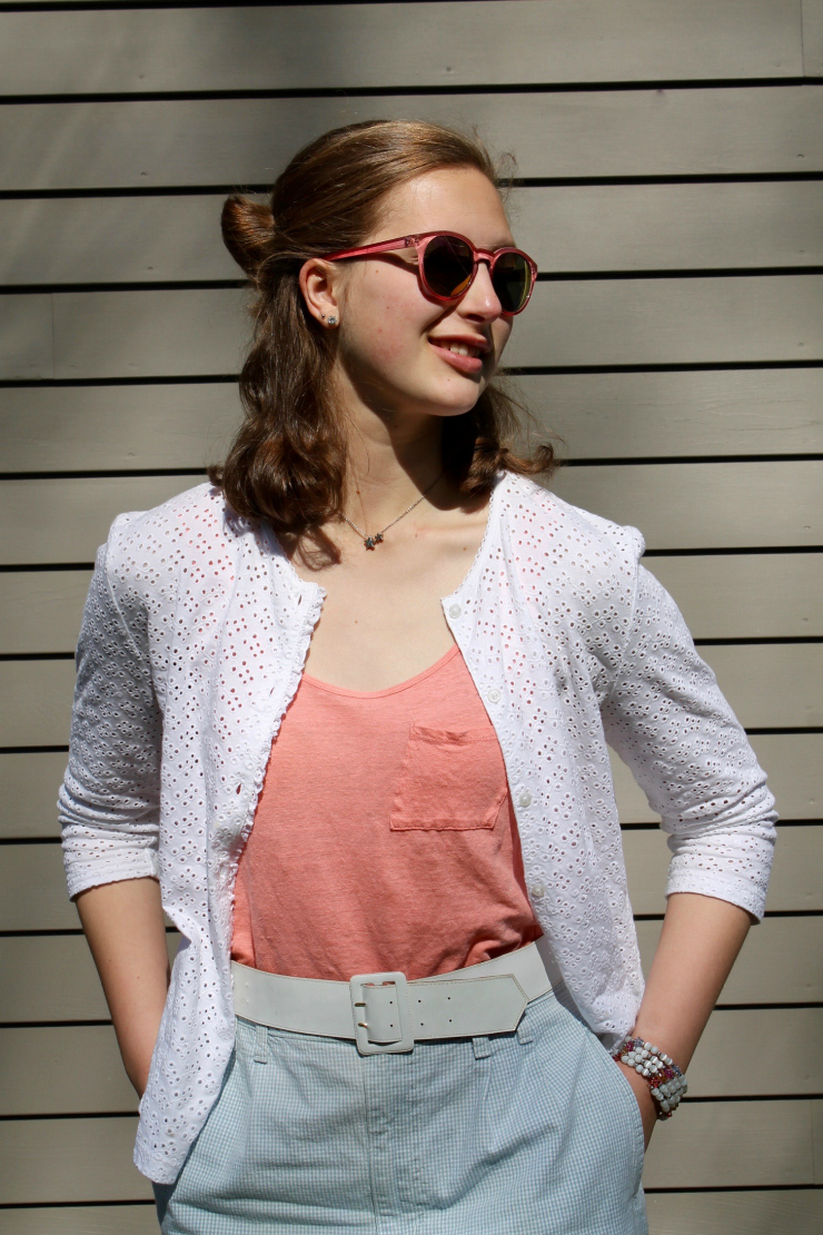 Spring look with a cute knee length skirt