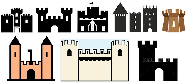 Easy to tape and to paint straight line castles and towers for kids room wall